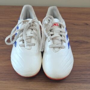 adidas Kids Shoes White with Blue and Red Accents
